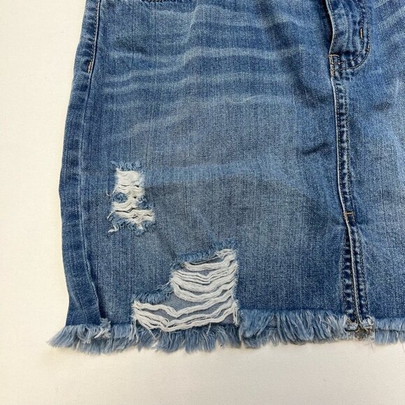 Rewash Brand Womens Vintage Reunion Jean Skirt Blue Mini Distressed Juniors 11 - Picture 4 of 10